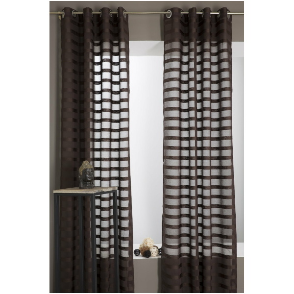 Κουρτίνα (Σετ 2 Τεμ) Mcdecor Ριγέ Καφέ