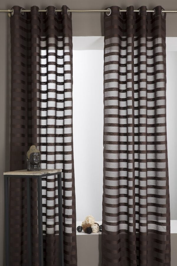 Κουρτίνα (Σετ 2 Τεμ) Mcdecor Ριγέ Καφέ