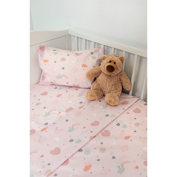 Σετ Σεντόνια κούνιας Little Hearts 302 - Pink  Naf Naf