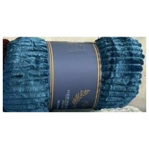 Κουβέρτα Υπέρδιπλη Fleece Βελουτέ Μπλε Ρίγα NEW WORLD
