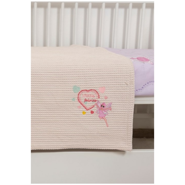 Naf Naf Βρεφική Πικέ Κουβέρτα Fairies 303 - Pink Cream - Image 2
