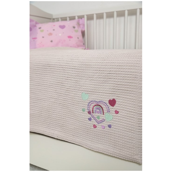Naf Naf Βρεφική Πικέ Κουβέρτα Little Hearts 302 - Lila