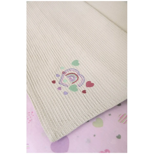 Naf Naf Βρεφική Πικέ Κουβέρτα Little Hearts 302 - Lila - Image 2