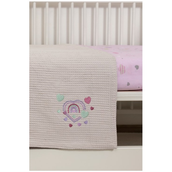 Naf Naf Βρεφική Πικέ Κουβέρτα Little Hearts 302 - Lila - Image 3