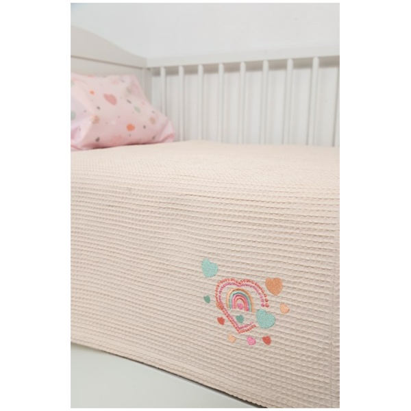 Naf Naf Βρεφική Πικέ Κουβέρτα Little Hearts 302 - Pink