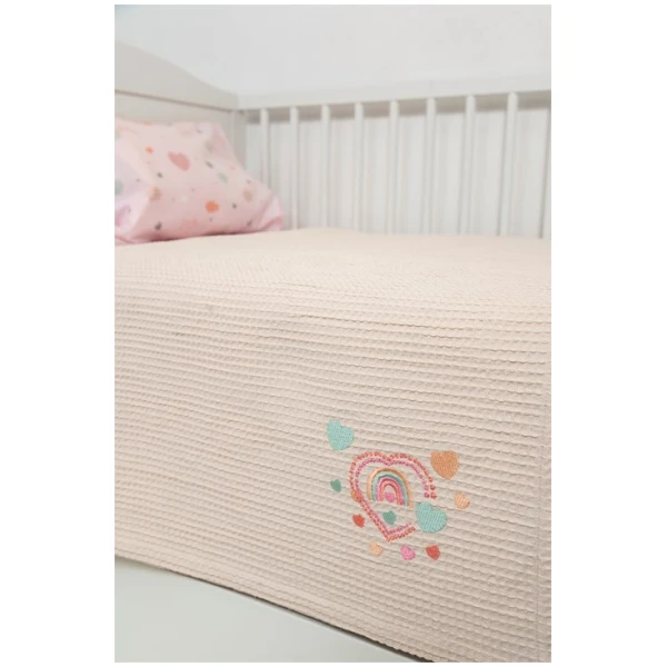 Naf Naf Βρεφική Πικέ Κουβέρτα Little Hearts 302 - Pink