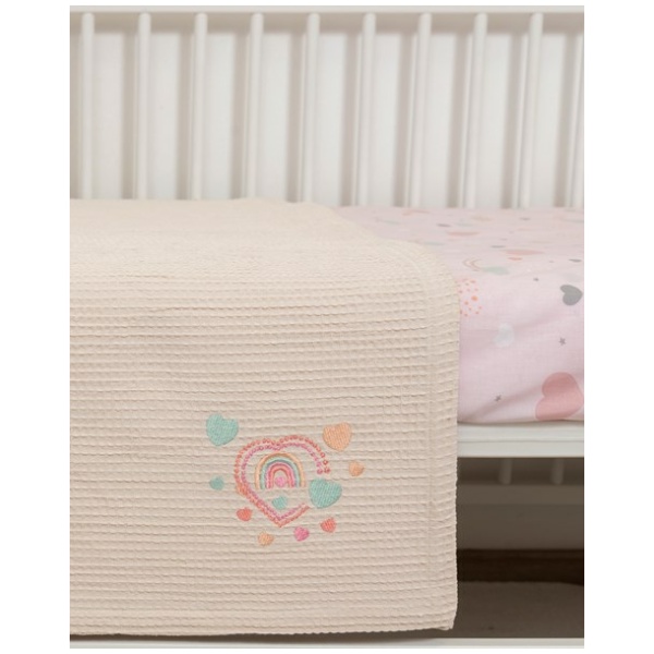 Naf Naf Βρεφική Πικέ Κουβέρτα Little Hearts 302 - Pink - Image 2