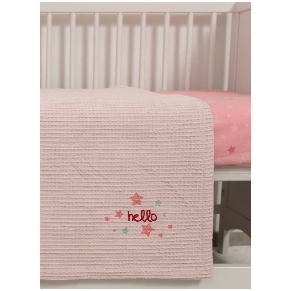 Naf Naf Βρεφική Πικέ Κουβέρτα Hello Star 304 - Pink - Image 2