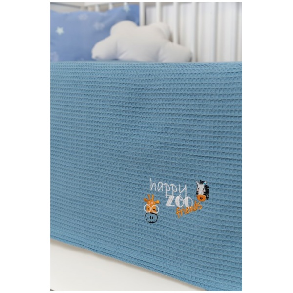 Naf Naf Βρεφική Πικέ Κουβέρτα Little Zoo 301 - Blue