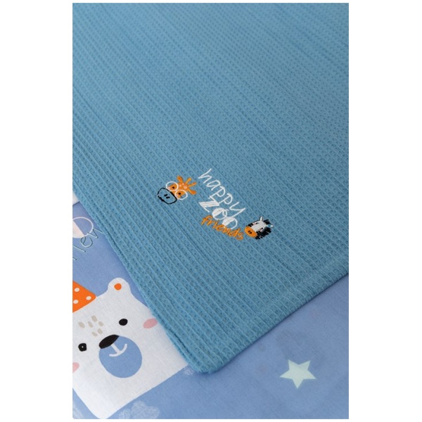 Naf Naf Βρεφική Πικέ Κουβέρτα Little Zoo 301 - Blue - Image 3