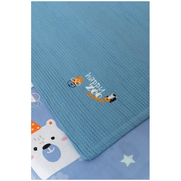 Naf Naf Βρεφική Πικέ Κουβέρτα Little Zoo 301 - Blue - Image 3