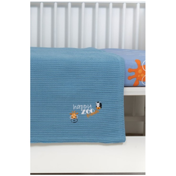Naf Naf Βρεφική Πικέ Κουβέρτα Little Zoo 301 - Blue - Image 2
