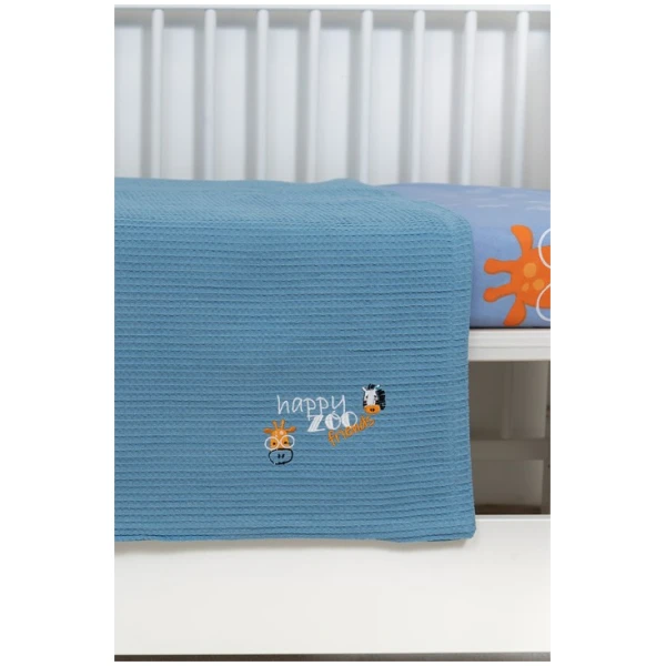 Naf Naf Βρεφική Πικέ Κουβέρτα Little Zoo 301 - Blue - Image 2