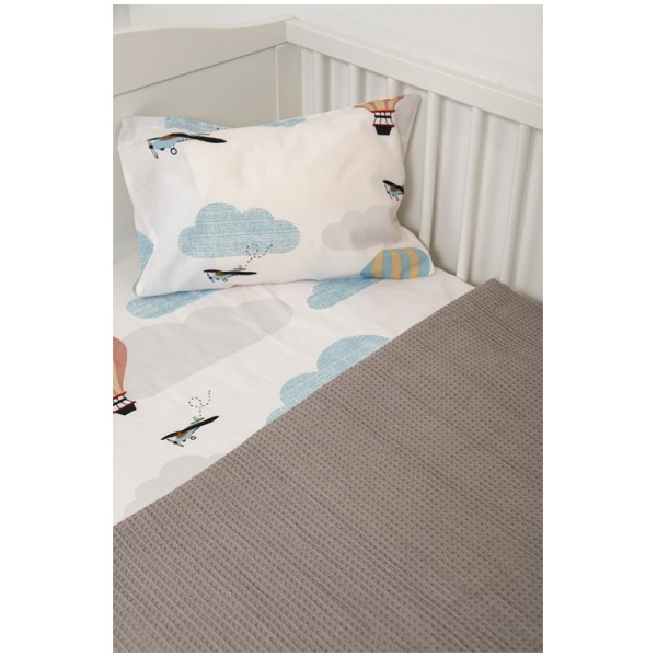 Naf Naf Βρεφική Πικέ Κουβέρτα Little Ballons 305 - White Grey - Image 2