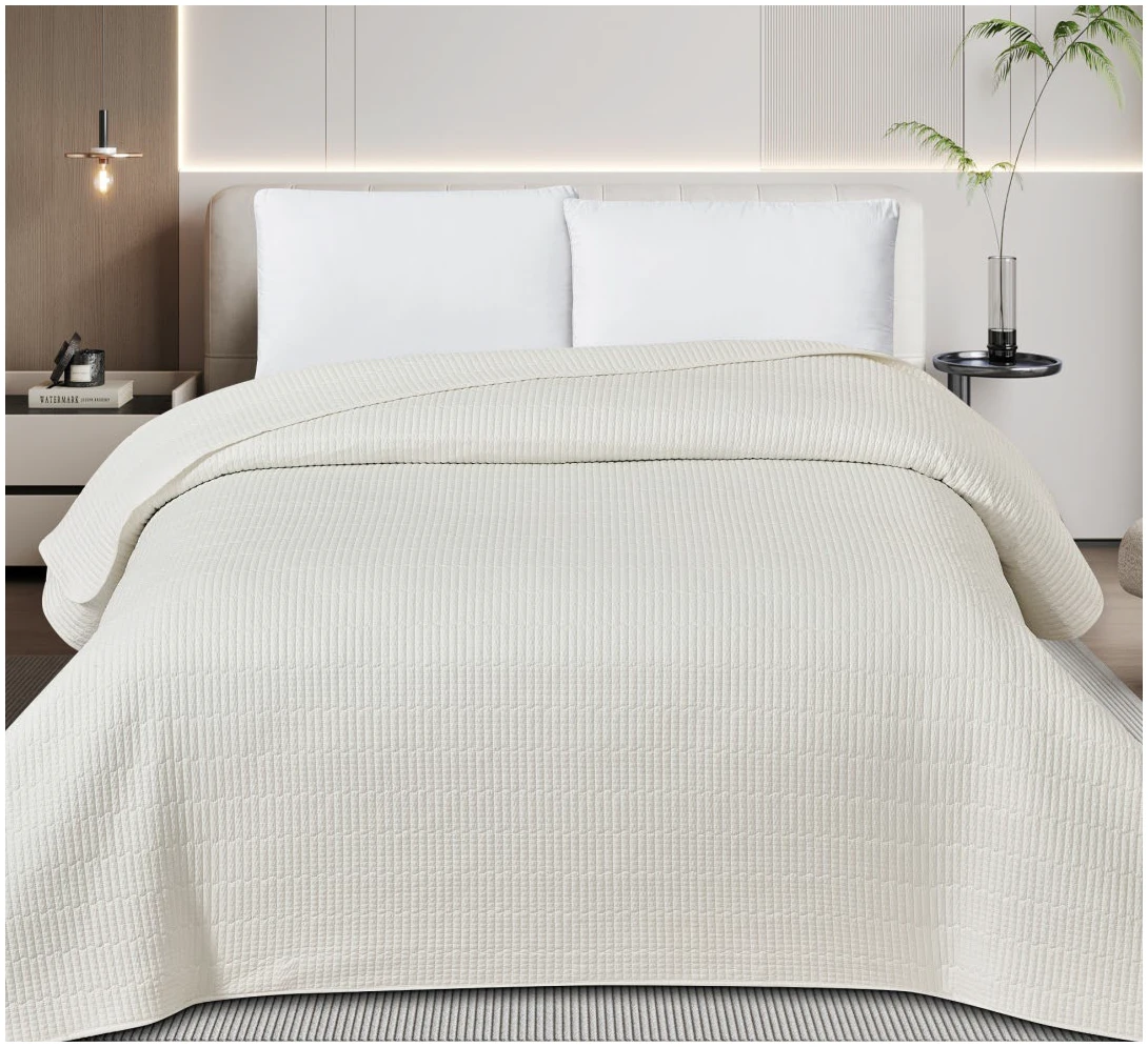 Κουβερλί Υπερδιπλο Κεντημένο Εκρού – Εκρού HOME FABRICS